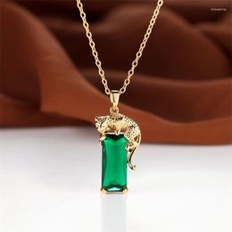 Pendant Necklaces Fashion Leopard Emerald Necklace For Women Set With Tourmaline Animal Designer Jewelry Gift Girl
