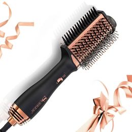 Hot Air Comb Blow Dryer Brush: Curl, Straighten & Protect Hair with Negative Ion Technology!
