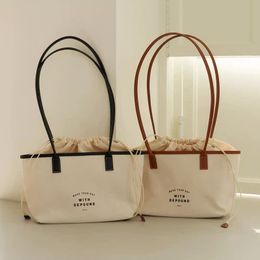 Evening Bags Style Ladies Handbag Simple Drawstring Canvas Bag with Letters on Sale Shopping 230810