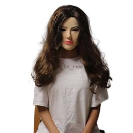 Bald Women Halloween Mask Realistic Female Woman Face For Crossdressing Girl Headgear With Wig Cosplay Creepy Latex Mask HKD230810