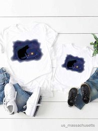 Family Matching Outfits Fashion Cat Face New Women Kid Child Summer Mom Mama Girl Boy Mother Tshirt Tee T-shirt Clothes Clothing Family Matching Outfits R230810