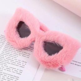 Sunglasses Fashion Plush For Women Oversized Cat Eye Fur Velvet Sun Glasses Female Party Shades Pink Eyewear