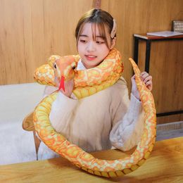 ぬいぐるみ110/160cmシミュレートされたPython Snake Plush Toy Giant Boa Long Steded Snake Plushie Children Boys Gift Home Decoration