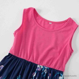 Family Matching Outfits Mom And Daughter Dresses Sleeveless Printing Girl 2023 Summer Dress Matching Family Outfits Women Even Dress Mother Kids Clothes R230810