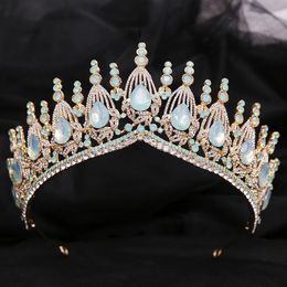 Wedding Hair Jewellery Princess Crown Royal Queen Green Crystal Tiaras Bride Headwear Baroque Retro Bridal Head Accessories 230809