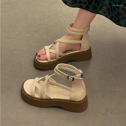 Sandals Summer Rome Flats Platform Women Shoes 2023 Trend Casual Thick Cosy Walking Ladies Fashion