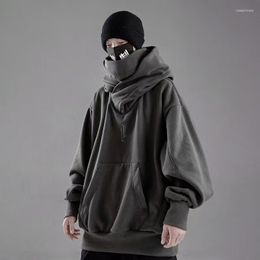 Men's Hoodies National Fashion Pile Collar Hooded Sweater Men And Women Loose Oversize Niche High Street Couple's Tops