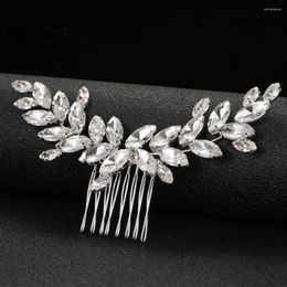 Hair Clips Simple Rhinestone Leaf Combs Bride Wedding Hairpins And Sparkly Crystal Headpieces For Women Girls Party Jewelry