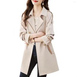 Women's Trench Coats Spring Autumn Long Coat Double-breasted Turn-down Collar Windbreaker With Belt Loose Female Jackets Outerwear