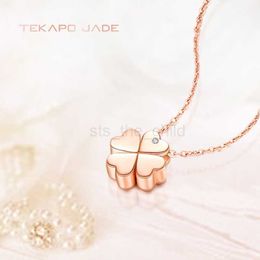 Pendant Necklaces TKJ Silver Jewelry Personalized Fashion Good Luck Chain Temperament Four Leaf Lucky Clover Pendant Necklace Lady Lover Gift