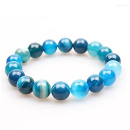 Charm Bracelets 6-12mm Blue Natural Agates Mens Sone Femme Friend Bracelet For Men 2023 Stone Homme