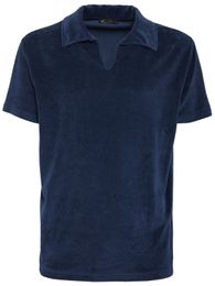 Men Polo T Shirts Summer Loro Piana New Style Clothes Casual Polos Shirt Short Sleeve Tshirt Dark Blue