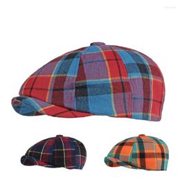 Berets Men Lattice Sboy Cap Retro British Octagonal Women Korean Painter Hat Spring Autumn Male Fashion Peaky Beret Casquette