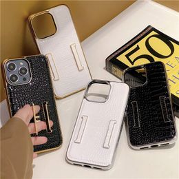 Luxury Designer Phone Case Letter Holder Leather Pattern Apple 13promax High-end Feeling 14 12pro Electroplated Metal Edge Cellphone Cases