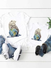 Family Matching Outfits Cat Watercolour Trend Women Kid Child Summer Mom Mama Girl Boy Mother Tshirt Tee T-shirt Clothes Clothing Family Matching Outfits