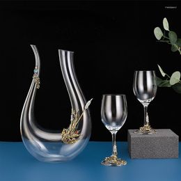 Wine Glasses Enamel Glass Goblet Retro Wheat Ear Lead-free Decanter Set Crystal Dispenser Coffee Mugs High-end Gift Box