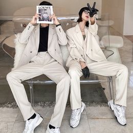 Men's Suits Blazers Men Women Sets Couple Fashion Casual Jacket Pant Male Korean Streetwear Vintage Office 230809