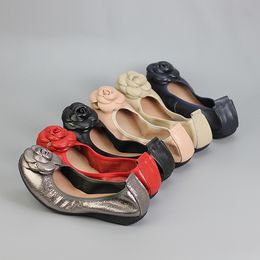 GAI GAI GAI Dress Flats Genuine Leather Soft Foldable Black Ballet Women Driving Shoes Comfort Maternity Footwear Large Size 43 230809