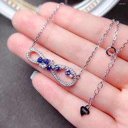Chains Design Style Sapphire Necklace Pendant Total 0.5ct 3mm Natural 18K Gold Plating 925 Silver Jewelry