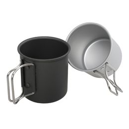 300ml/10oz Aluminium Alloy Camping Coffee Mug Lightweight Backpacking Cup Foldable Handle Outdoor Hiking Picnic Open Fire Cooking W0074