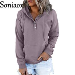 Womens Hoodies Sweatshirts Solid Color Hooded Autumn Winter Harajuku Ladies Casual Loose Long Sleeve Pocket Pullovers 230809