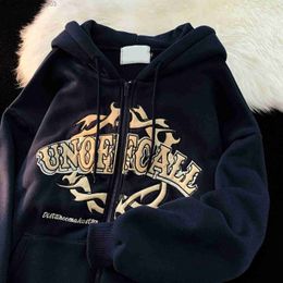 Men's Hoodies Sweatshirts Vintage Letter Embroidery Extra Large Women's Hoodie Fashion Harajuku Zipper Casual Coat Clothing Gothic Street Z230811
