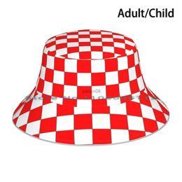 Wide Brim Hats Bucket Hats Chessboard Croatia Bucket Hat Sun Cap Chessboard Croatian Symbol Chequered Hrvatske Kockice Pattern Texture Hrvatska HKD230810
