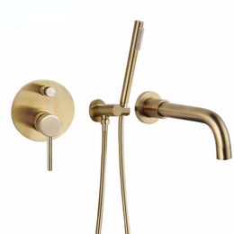 Bathtub Mount Shower Set Mixer Valve 2 Function Bathtub Filler Mixer Taps Hot & Cold Bathroom Shower Faucet Bath Spout Shower