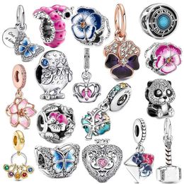 2023 New Charm Jewellery 100% 925 Sterling Silver Alloy Legendary Series DIY Flower Butterfly Bead Pendant Suitable for Pandora Bracelets Free Shipping