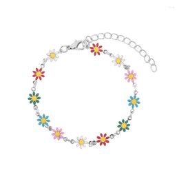 Charm Bracelets 316L Stainless Steel Fashion Jewellery Bracelet Colour Small Daisy Women's Simple Fresh