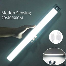 Ultra Thin LED cabinet light Rechargeable PIR Motion Sensor Closet Wardrobe Lamp Under Aluminium Night LampsZZ