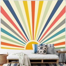 Tapestries Vintage Sun Tapestry Bohemia Wall Hanging Rainbow Sunrise Sunset Abstract Art Hippie Decor for Dorm Living Room Nursery Bedroom R230810