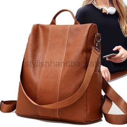 Backpack Style Backpack Women's 2023 New Korean Mommy Bag Large Capacity Anti Theft Schoolbag Versatile Fashion Casual Soft Leather Backpackstylishhandbagsstore