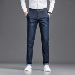 Men's Jeans Summer Thin Cotton Stretch Straight Fit Breathable Trousers Easy To Care Casual Durable Pants