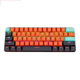 usb mini mechanical gaming wired keyboard red switch 61 key gamer for computer pc laptop detachable cable