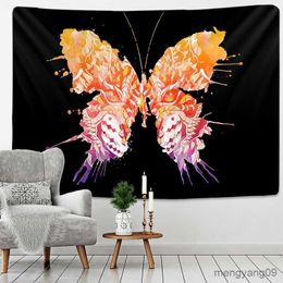 Tapestries Customizable Colourful Butterfly Tapestry Indian Elephant Boho Decorative Background Wall Cloth Tapestry R230810