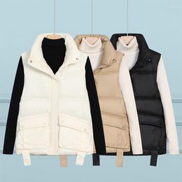 Women's Vests EnchantedGrace Loose Sleeveless Winter Vest Jacket Solid Stand Collar Ladies Korean Style Waistcoat Female