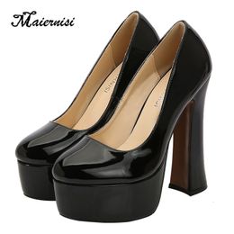 Dress Shoe Pumps High Heel 14cm Model Catwalk Thick Platform 4cm Round Toe Large Size 35 Shoes Brand Fashion 230809
