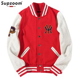 Mens Jackets Supzoom Arrival Letter Rib Sleeve Cotton Top Fashion Single Breasted Casual Print Baseball Jacket Loose Cardigan Coat 230810