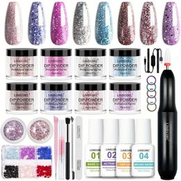 Complete Nail Art Set: Electric Nail Drill, Glitter Powder Kit, & Accessories - Perfect for Home Salon DIY & Women's Gifts!