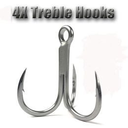 Fishing Hooks Big Game 4X 6 5 0 Anti Rust Treble Hook Super Sharp Triple Anchor For Sea Trolling Saltwater Lure Fishhooks 230809