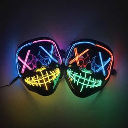 New Colourful LED Mask Neon Luminous Purge Mask Halloween Party Decoration Masquerade Cosplay Costume Props HKD230810