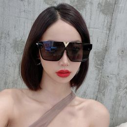 Sunglasses Trendy Fashionable Men's Women's Metal Versatile Large Frame Square Retro Eyewear