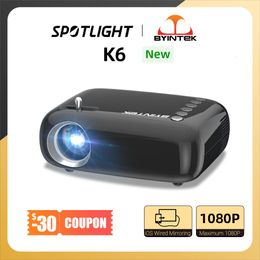 Projectors BYINTEK K6 Mini Projector Portable Home Theater LCD Projector Full HD 720P 1080P Movie Video Big Screen Projector 230809