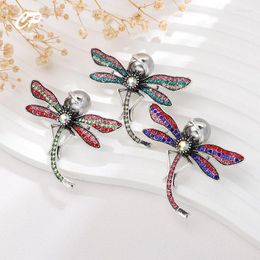 Brooches Rhinestone Alloy Oil Drop Enamel Crystal Dragonfly Insect Brooch For Men And Women Exquisite Clothing Accessories