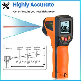 Temperature Instruments -50~600°C Digital Infrared Thermometer Non-contact Laser Temperature Meter Handheld Thermometer Pyrometer LCD Screen IR Sensor 230809