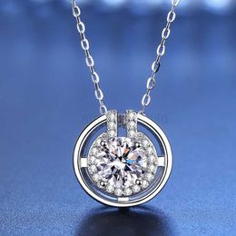 Pendant Necklaces 925 Silver Pendant For Women Round 6.5mm 1CT Lab Diamond Luxury Moissanite Gemstone Pendant Necklace for Wedding