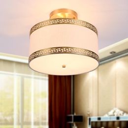 Ceiling Lights Modern Chinese Style Fabric Lamp Restaurant Bedroom Classic Creative Copper LED