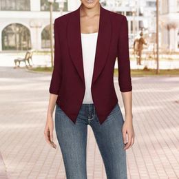 Women's Suits Lightweight Women Jacket Elegant Lapel Slim Fit Long Sleeve Irregular Hem For Office Business Style Suit Coat