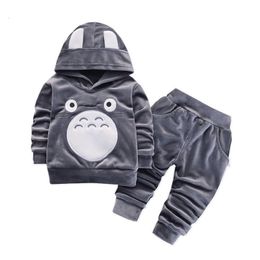 Clothing Sets Fashion Children Boys Girls Cartoon Clothing Suits Baby Velvet Hoodies Pants 2PcsSets Spring Autumn Toddler Cotton Tracksuits 230809